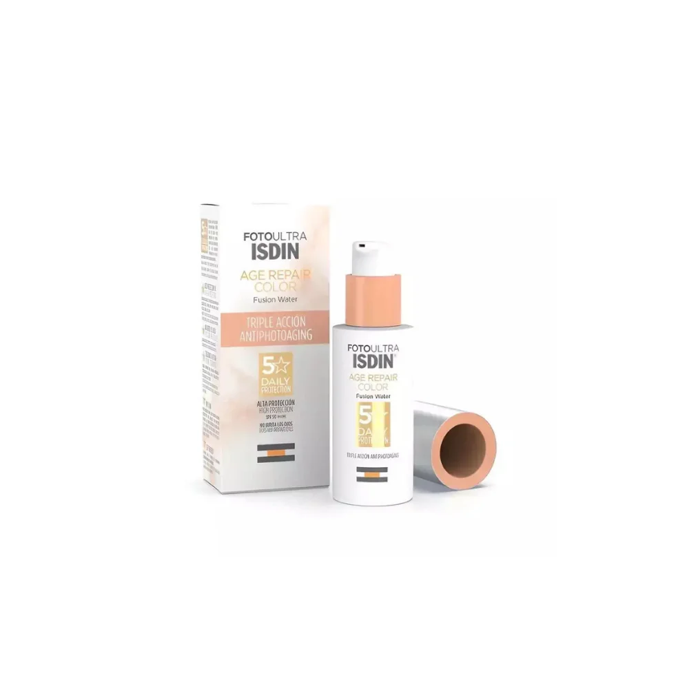Isdin age repair color fusion water αντηλιακό προσώπου με χρώμα spf50+, 50ml