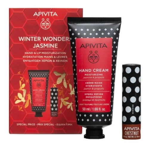 Apivita Promo Winter Wonders Jasmine &Epsilon;&nu;&upsilon;&delta;&alpha;&tau;&iota;&kappa;ή &Kappa;&rho;έ&mu;&alpha; &Chi;&epsilon;&rho;&iota;ώ&nu; &Gamma;&iota;&alpha;&sigma;&epsilon;&mu;ί 50ml & Lip Care &Kappa;ά&sigma;&tau;&alpha;&nu;&omicron; 4,4g
