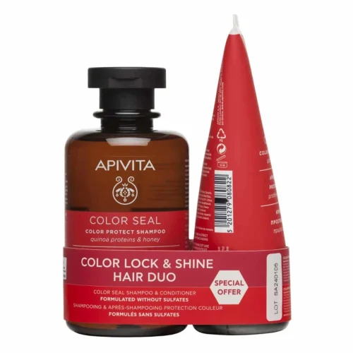 Apivita Promo Color Seal &Sigma;&alpha;&mu;&pi;&omicron;&upsilon;ά&nu; &gamma;&iota;&alpha; &Pi;&rho;&omicron;&sigma;&tau;&alpha;&sigma;ί&alpha; &Chi;&rho;ώ&mu;&alpha;&tau;&omicron;&sigmaf; 250ml & &Mu;&alpha;&lambda;&alpha;&kappa;&tau;&iota;&kappa;ή &Kappa;&rho;έ&mu;&alpha; 150ml