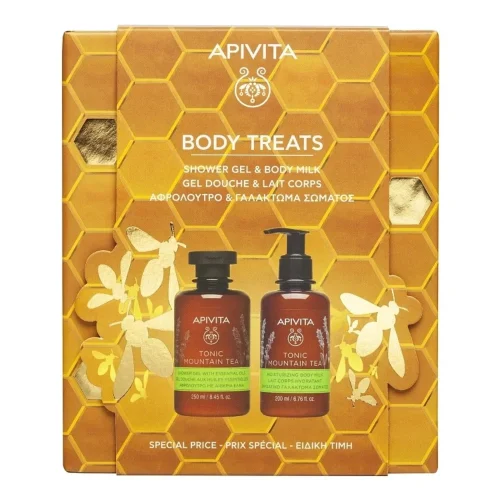 Apivita Promo Body Treats &mu;&epsilon; Tonic Mountain Tea &Alpha;&phi;&rho;ό&lambda;&omicron;&upsilon;&tau;&rho;&omicron; 250ml & &Epsilon;&nu;&upsilon;&delta;&alpha;&tau;&iota;&kappa;ό &Gamma;&alpha;&lambda;ά&kappa;&tau;&omega;&mu;&alpha; &Sigma;ώ&mu;&alpha;&tau;&omicron;&sigmaf; 200ml