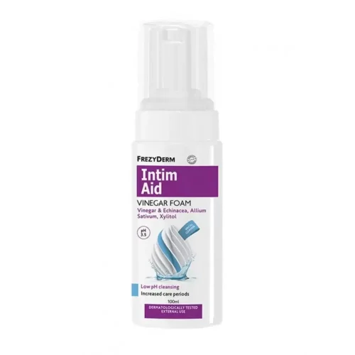 Frezyderm Intim Aid Vinegar Foam &Epsilon;&iota;&delta;&iota;&kappa;ό&sigmaf; &Alpha;&phi;&rho;ό&sigmaf; &Kappa;&alpha;&theta;&alpha;&rho;&iota;&sigma;&mu;&omicron;ύ &tau;&eta;&sigmaf; &Epsilon;&upsilon;&alpha;ί&sigma;&theta;&eta;&tau;&eta;&sigmaf; &Pi;&epsilon;&rho;&iota;&omicron;&chi;ή&sigmaf; &mu;&epsilon; &Xi;ύ&delta;&iota; & &Epsilon;&chi;&iota;&nu;ά&kappa;&epsilon;&iota;&alpha; 100ml