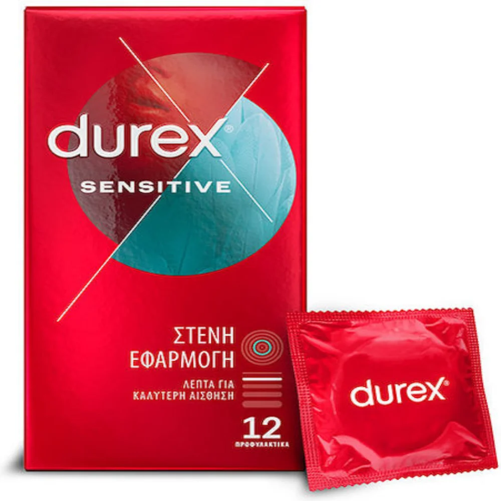 Durex Sensitive Στενή Εφαρμογή Για Καλύτερη Αίσθηση 12 Τεμάχια