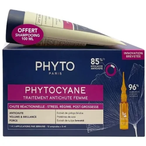 Phyto Set Phytocyane Reactional Anti-Hair Loss Treatment for Women 12 &phi;&iota;&alpha;&lambda;ί&delta;&iota;&alpha; x 3,5ml + &Delta;ώ&rho;&omicron; Shampoo 100ml