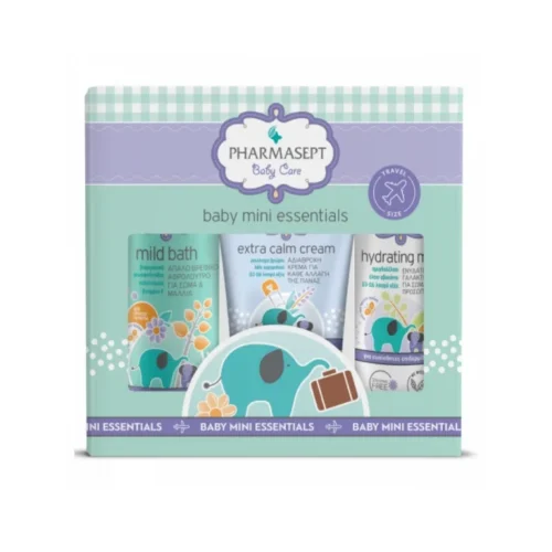 Pharmasept travel size set baby care mini essentials- mild bath 100ml,calm cream 40ml,hydrating milk 40ml