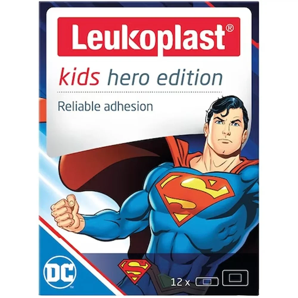 Leukoplast Kids Hero Edition Superman Strips 2 Μεγέθη, 12 Τεμάχια
