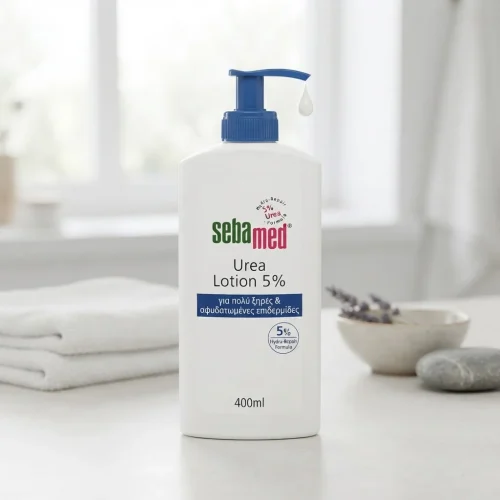 Sebamed Urea Lotion 5% &gamma;&iota;&alpha; &pi;&omicron;&lambda;ύ &xi;&eta;&rho;έ&sigmaf; & &alpha;&phi;&upsilon;&delta;&alpha;&tau;&omega;&mu;έ&nu;&epsilon;&sigmaf; &epsilon;&pi;&iota;&delta;&epsilon;&rho;&mu;ί&delta;&epsilon;&sigmaf;, 400ml