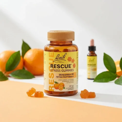 Bach Rescue Stress Gummies-&Zeta;&epsilon;&lambda;&epsilon;&delta;ά&kappa;&iota;&alpha; &mu;&epsilon; &Gamma;&epsilon;ύ&sigma;&eta; &Pi;&omicron;&rho;&tau;&omicron;&kappa;ά&lambda;&iota;, 60&tau;&mu;&chi;