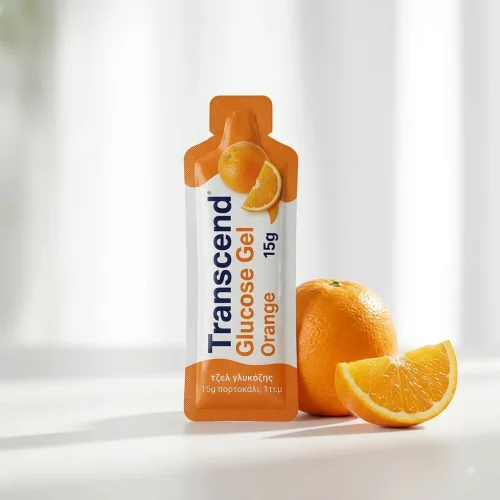 Transcend glucose gel orange &tau;&zeta;&epsilon;&lambda; &gamma;&lambda;&upsilon;&kappa;ό&zeta;&eta;&sigmaf; 15g &pi;&omicron;&rho;&tau;&omicron;&kappa;ά&lambda;&iota;, 1&tau;&epsilon;&mu;