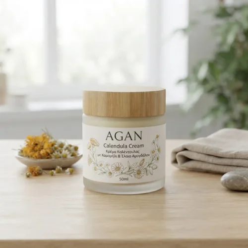AGAN Calendula Cream, &Kappa;&rho;έ&mu;&alpha; &Kappa;&alpha;&lambda;έ&nu;&tau;&omicron;&upsilon;&lambda;&alpha;&sigmaf; &mu;&epsilon; &Chi;&alpha;&mu;&omicron;&mu;ή&lambda;&iota; & Έ&lambda;&alpha;&iota;&omicron; &Alpha;&mu;&upsilon;&gamma;&delta;ά&lambda;&omicron;&upsilon; - 50ml