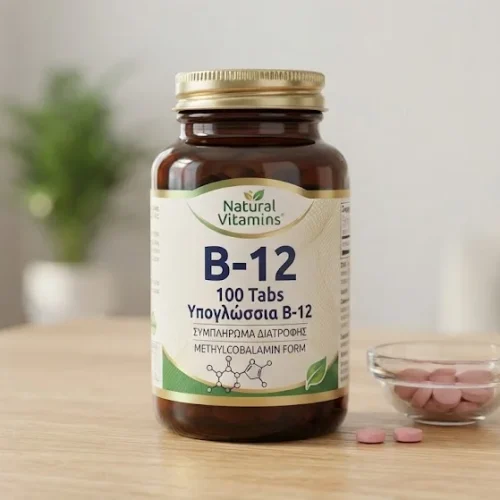 Natural Vitamins B-12 100 Tabs &Upsilon;&pi;&omicron;&gamma;&lambda;ώ&sigma;&sigma;&iota;&alpha; &Beta;-12