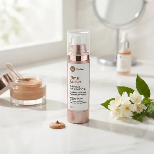 Medisei Time Eraser Color Fluid Sun Shield SPF50 - &Alpha;&nu;&tau;&eta;&lambda;&iota;&alpha;&kappa;ό &Gamma;&alpha;&lambda;ά&kappa;&tau;&omega;&mu;&alpha; &Pi;&rho;&omicron;&sigma;ώ&pi;&omicron;&upsilon; &mu;&epsilon; &Chi;&rho;ώ&mu;&alpha;, 50ml