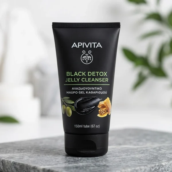 Apivita Black Detox Jelly Cleanser Αναζωογονητικό Μαύρο Gel Καθαρισμού για Πρόσωπο & Μάτια, 150ml