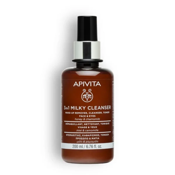 Apivita 3 in 1 Milky Cleanser Face & Eyes, Γαλάκτωμα Καθαρισμού 3 σε 1 για Πρόσωπο & Μάτια 200ml
