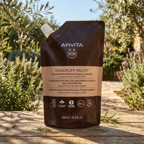 Apivita Dandruff Relief Dermatological Shampoo Against Dry Dandruff Refill, &Alpha;&nu;&tau;&alpha;&lambda;&lambda;&alpha;&kappa;&tau;&iota;&kappa;ό &gamma;&iota;&alpha; &Delta;&epsilon;&rho;&mu;&alpha;&tau;&omicron;&lambda;&omicron;&gamma;&iota;&kappa;ό &Sigma;&alpha;&mu;&pi;&omicron;&upsilon;ά&nu; &Kappa;&alpha;&tau;ά &tau;&eta;&sigmaf; &Xi;&eta;&rho;&omicron;&delta;&epsilon;&rho;&mu;ί&alpha;&sigmaf; 500ml