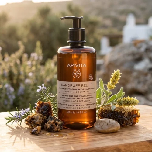 APIVITA - Eco Pack &Delta;&epsilon;&rho;&mu;&alpha;&tau;&omicron;&lambda;&omicron;&gamma;&iota;&kappa;ό &Sigma;&alpha;&mu;&pi;&omicron;&upsilon;ά&nu; &kappa;&alpha;&tau;ά &tau;&eta;&sigmaf; &Xi;&eta;&rho;&omicron;&delta;&epsilon;&rho;&mu;ί&alpha;&sigmaf; &mu;&epsilon; propolis AC & &phi;&upsilon;&tau;&iota;&kappa;ό AHA - 500ml