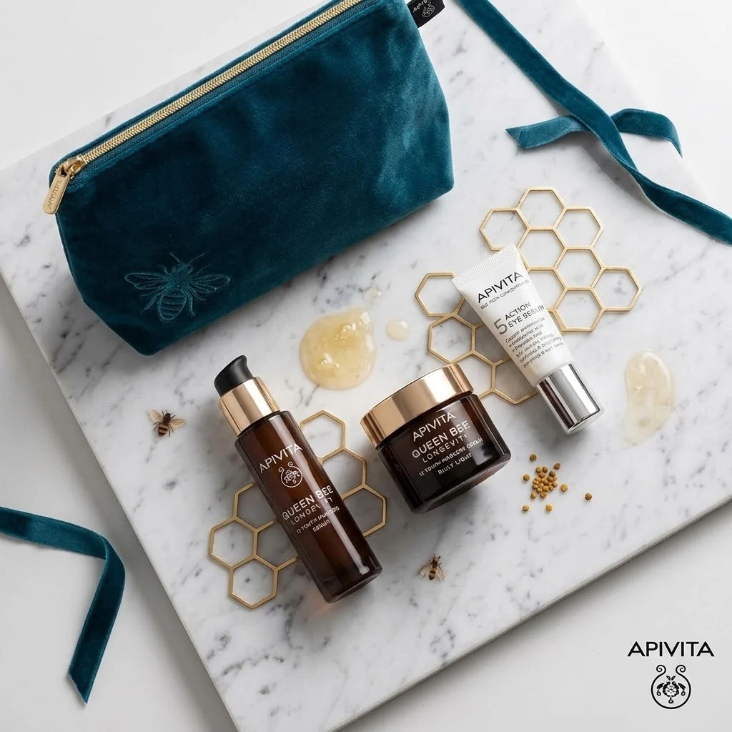 Apivita Promo Queen Bee Longevity 12 Youth Markers Serum 30ml & Δώρο Silky Light Cream 15ml & Δώρο 5-Action Eye Serum With White Lily 5ml & Νεσεσέρ 1 Τεμάχιο
