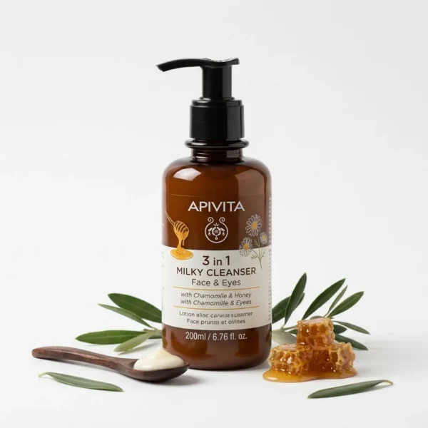Apivita 3 in 1 Milky Cleanser Face & Eyes, Γαλάκτωμα Καθαρισμού 3 σε 1 για Πρόσωπο & Μάτια 200ml