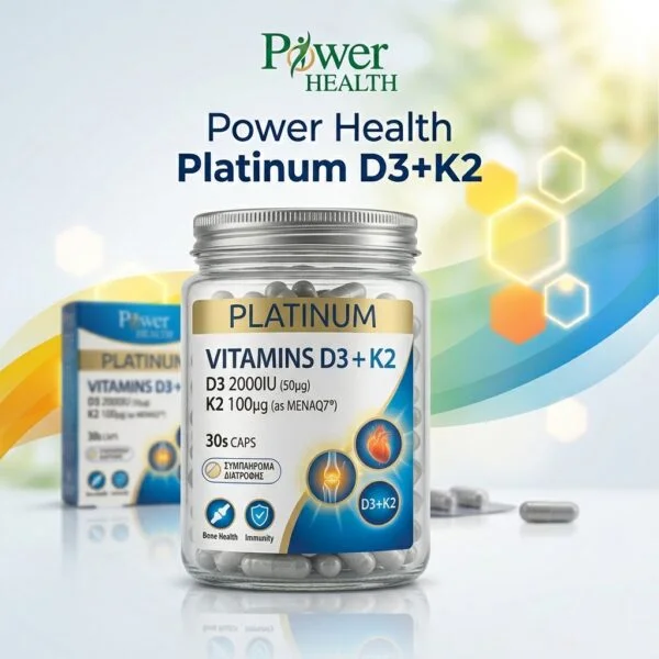 Power Health Platinum Vitamins D3 + K2 2000IU/100mg 30s Caps