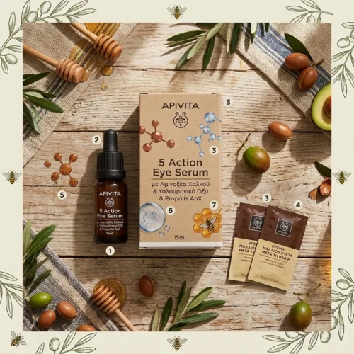 Apivita 5 Action Eye Serum με Αμινοξέα Χαλκού & Υαλουρονικό Οξύ & Propolis AoX 15ml